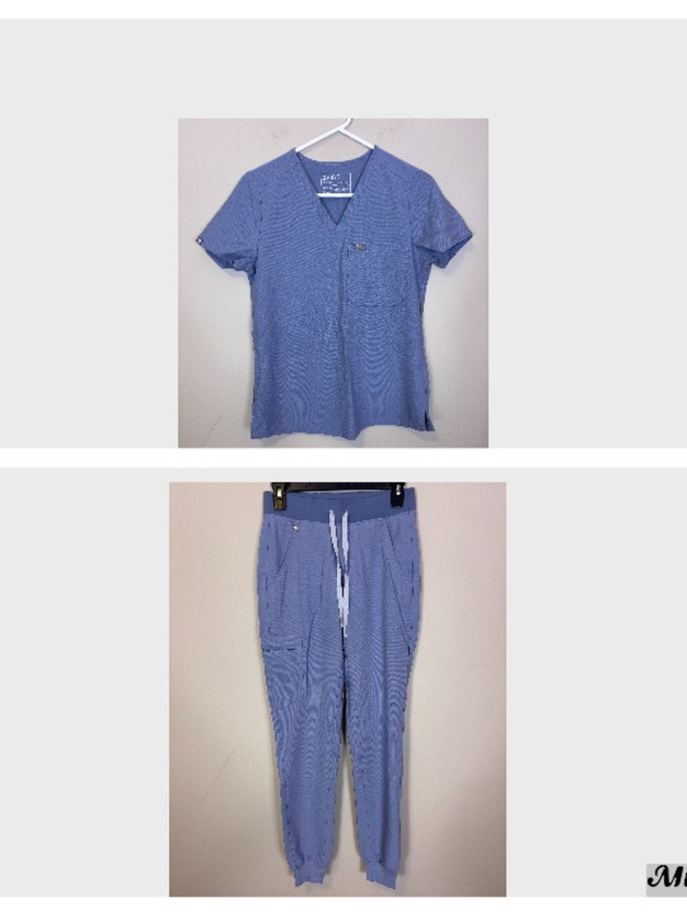 FIGS Women's V-Neck Scrub Top and Jogger Pants in Periwinkle XS & XS Tall